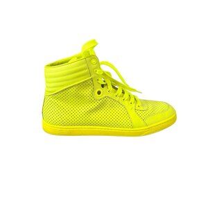 Gucci Coda Neon Green Perforated Leather High Top Sneakers 40
